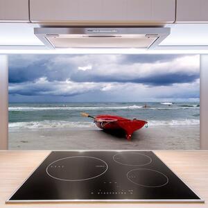 Skleněné obklady do kuchyně Loďka Pláž Moře Krajina 140x70 cm
