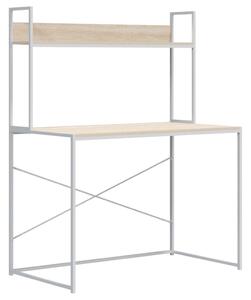 Počítačový stůl bílý a dub 110 x 60 x 138 cm dřevotříska