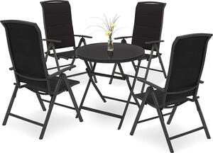 BRUBAKER Zahradní sedací souprava Milano - 1 sklenný rozkládací stl kulatý 70 cm Ø se 4 idlemi s vysokým opradlem - hliník - odolný proti povtrnostním vlivm - antracitová barva