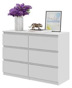 FURNICA - GABRIEL - Komoda se 6 zásuvkami - bílá matná V71cm 100cm H33cm