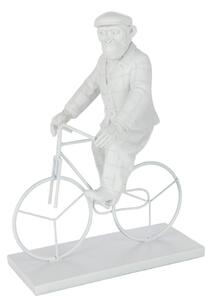 Bílá dekorativní soška opice na kole Monkey Bike - 25*13*33 cm - J-Line by Jolipa