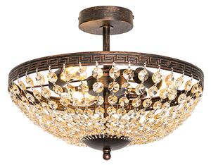 Klasické stropní svítidlo bronzové s křišťálovými 3 světly - Mondrian