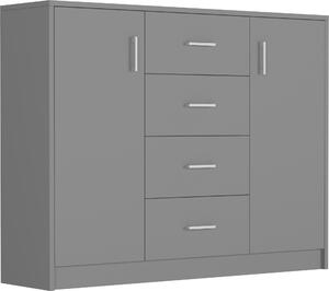 KOMODA 110CM SZAFKA 4 SZUFLADY 2 PÓKI Antracyt U1