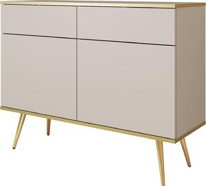 Komoda Banff KSZ107 - béová - zlaté nohy - 2 zásuvky - íka 107 cm, výka 85 cm, hloubka 39 cm