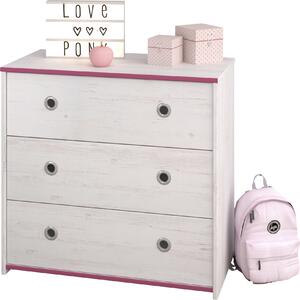 Komoda Smoozy 79 cm se 3 zásuvkami – bílá/rová nebo bílá/modrá