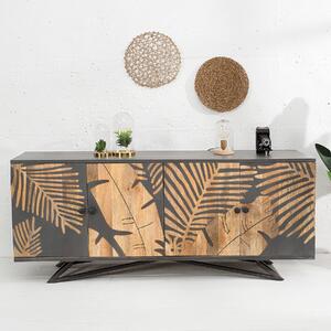 Riess-ambiente Masivní píborník TROPICAL 160 cm edé mangové dřevo kvtinový design boho kovový rám komoda skíka