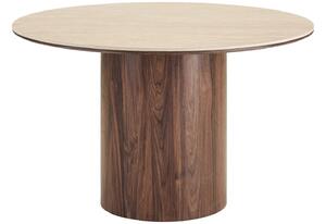 Nordic Living Jídelní stůl Daphne ø120 cm s travertinovým dekorem