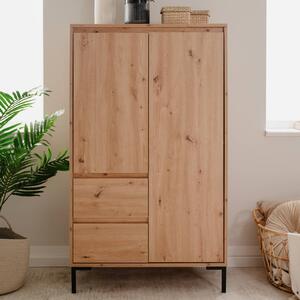 Homestyle4u komoda píborník highboard skíka se 2 zásuvkami 6 uzavených pihrádek dřevo dub