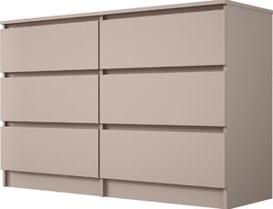 Komoda, 6 zásuvek, karamelová barva, 120 x 78 x 39 cm