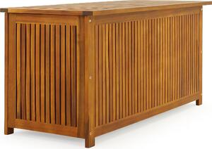 CASARIA® zahradní box dřevo akácie 205L víko 160kg nosnost odolný proti povtrnostním vlivm poltáový box úloný box zahrada balkon zimní zahrada sedací truhla 115x50cm