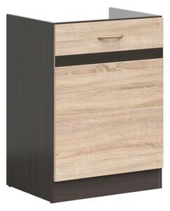 Kuchyňská skříňka Junona dřezová 60 cm, levá, wenge/dub sonoma