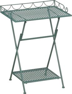 Mica Decorations Marseille balkonový stolek – police na kvtiny – 50 x 38 x 68 cm – odkládací stolek – povtrnostním vlivm odolné elezo – balkonový nábytek – zelený