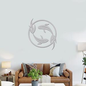 Dřevo života | Dřevěný obraz KOI FISH v kruhu | Rozměry (cm): 20x22 | Barva: Bílá