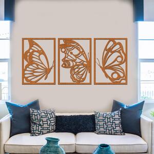 Dřevo života | 3dílný dřevěný obraz MOTÝLŮ | Barva: Bílá | Rozměry (cm): 60x28
