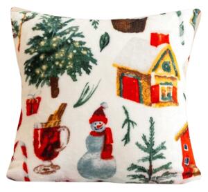 Mikroplyšový povlak na polštářek FESTIVE MAGIC 45x45 cm, bílý