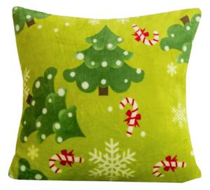 Mikroplyšový povlak na polštářek CHRISTMAS TREE 45x45 cm, zelený