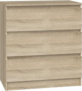 VBChome Komoda se 3 zásuvkami 70 x 40 x 77 cm dub Sonoma Bezúchytková komoda s více zásuvkami do pedsín lonice obývacího pokoje dtského pokoje moderní dub Sonoma