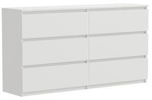 Komoda - 119x77x34 cm - bílá - 6 zásuvek - prostorná - stabilní - snadná montá