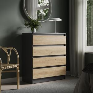 Komoda o íce 76 cm se 4 zásuvkami Komoda v antracitové barv v provedení artisan-dub Úzká devná skí Komoda se zásuvkami Píborník Vysoká skí Bufet Lonice Obývací pokoj Pedsí Kancelá Organizér íka 76 cm