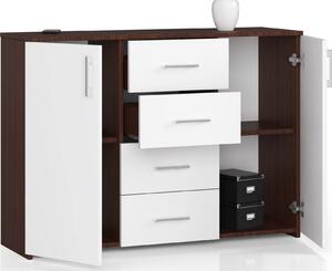 Komoda se 4 zásuvkami a 2 dvíky, 110x80x35, obývací pokoj, Venga / bílá