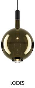 Lodes Designové závěsné LED svítidlo SKY-FALL ROUND LARGE, 12W, ø 34 cm, CRI90 Barva: Zlatá šalvěj, Teplota světla: 2700K, Barva konstrukce: Černý chrom
