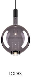 Lodes Designové závěsné LED svítidlo SKY-FALL ROUND LARGE, 12W, ø 34 cm, CRI90 Barva: Kouřová, Teplota světla: 2700K, Barva konstrukce: Černý chrom