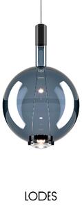 Lodes Designové závěsné LED svítidlo SKY-FALL ROUND LARGE, 12W, ø 34 cm, CRI90 Barva: Tmavě modrá, Teplota světla: 2700K, Barva konstrukce: Černý chrom