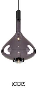 Lodes Designové závěsné LED svítidlo SKY-FALL LARGE, 12W, v. 54,2 cm, CRI90 Barva: Kouřová, Teplota světla: 2700K, Barva konstrukce: Černý chrom