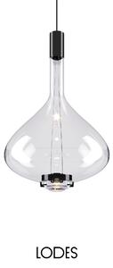 Lodes Designové závěsné LED svítidlo SKY-FALL LARGE, 12W, v. 54,2 cm, CRI90 Barva: Transparentní, Teplota světla: 2700K, Barva konstrukce: Černý chrom