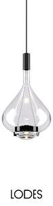 Lodes Designové závěsné LED svítidlo SKY-FALL MEDIUM, 12W, v. 38,2 cm, CRI90 Barva: Transparentní, Teplota světla: 2700K, Barva konstrukce: Černý chrom