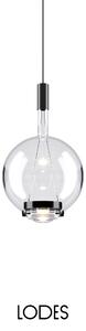 Lodes Designové závěsné LED svítidlo SKY-FALL ROUND MEDIUM, 12W, ø 22,5 cm, CRI90 Barva: Transparentní, Teplota světla: 2700K, Barva konstrukce: Černý chrom