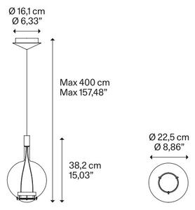 Lodes Designové závěsné LED svítidlo SKY-FALL ROUND MEDIUM, 12W, ø 22,5 cm, CRI90 Barva: Zlatá šalvěj, Teplota světla: 2700K, Barva konstrukce: Černý chrom