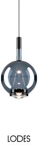 Lodes Designové závěsné LED svítidlo SKY-FALL ROUND MEDIUM, 12W, ø 22,5 cm, CRI90 Barva: Tmavě modrá, Teplota světla: 2700K, Barva konstrukce: Černý chrom
