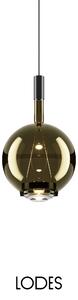 Lodes Designové závěsné LED svítidlo SKY-FALL ROUND MEDIUM, 12W, ø 22,5 cm, CRI90 Barva: Zlatá šalvěj, Teplota světla: 2700K, Barva konstrukce: Černý chrom