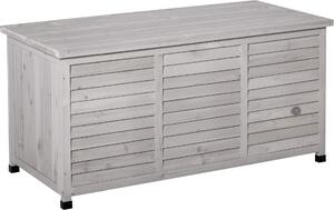 Zahradní box Outsunny, box na poltáe, úloný box, zahradní truhla, odolný proti povtrnostním vlivm, masivní dřevo, 127 x 56 x 60 cm, edý