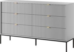 Komoda: 6 zásuvek, edá, erné nohy, 154 x 39 x 83 cm