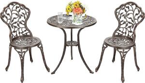 3 TLG. Bistro set, Bistro stl se 2 idlemi, Zahradní nábytek Alu set, Zahradní set Balkonový set Antique, Balkonový nábytek Set Sedací skupina Outdoor Bronze