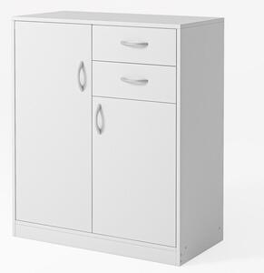Moderní komoda se zásuvkami a policemi v podkroví bílá Skandinávská dvíka 74 cm