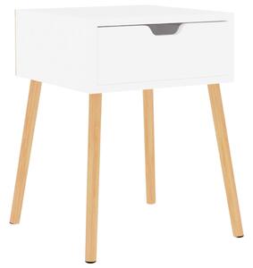 Noční stolek bílý s vysokým leskem 40 x 40 x 56 cm dřevotříska