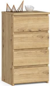 Komoda iroká devná píborník do pedsín lonice obývacího pokoje organizér do dtského pokoje, 4 zásuvky, dub Artisan