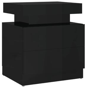 Noční stolek černý s vysokým leskem 45 x 35 x 52 cm dřevotříska