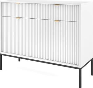 Komoda NANAIMO KSZ104 - bílá - zlaté úchyty - 2 zásuvky - íka 104 cm, výka 83 cm, hloubka 39 cm