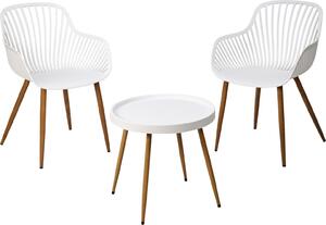 Sada zahradního nábytku z plastu, stolek a 2 křesla, bílá barva