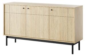 Komoda : Linea dub / erná, 153,5 x 39 x 83,5 cm