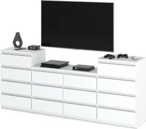 FURNICA - GABRIEL - Komoda se 14 zásuvkami (4+6+4) - bílá matná V92/70cm 220cm H33cm