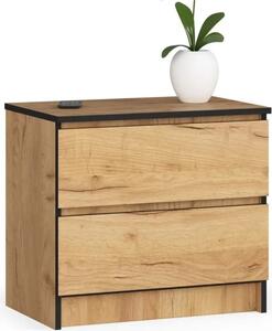Komoda se 2 zásuvkami 60 cm, barva: dub Craft, V: 40 cm, : 40 cm, H: 35 cm. Skíka do obývacího pokoje, kanceláe, lonice