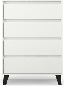 VBChome Komoda se 4 zásuvkami 70 x 39 x 99 cm Bílá bezúchytková komoda Víceúelová skíka do pedsín Lonice Obývací pokoj Dtský pokoj Moderní