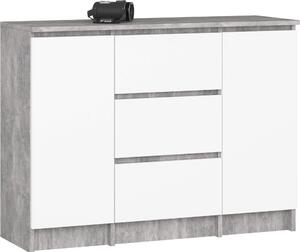 Akord Komoda 2 dveře 3 zásuvky beton/bílá 101x35x76 cm