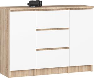 Akord Komoda 2 dveře 3 zásuvky dub Sonoma/bílá 101x35x76 cm