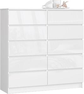 Akord Kredenc 10 zásuvek bílý lesk 120x40x121 cm